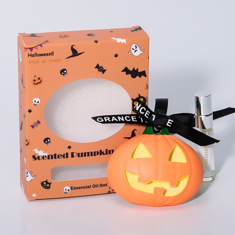 Halloween style pumpkin diatom mud diffuser stone fresh air (3).jpg