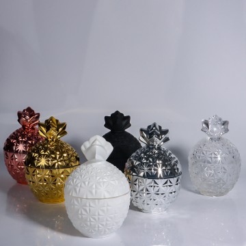 Pineapple Shaped Candle Jars Glass Candy Jars with Lid