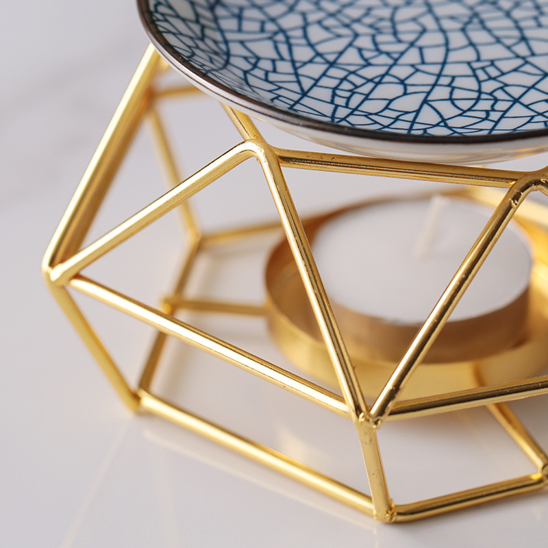 Essential Oil Wax Melt Candle Holder Delicate Iron Ceramic Aroma (5).jpg