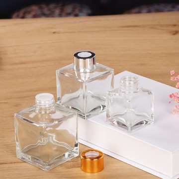 Square glass perfume refilled bottles transparent empty fragrance oil diffuser bottle