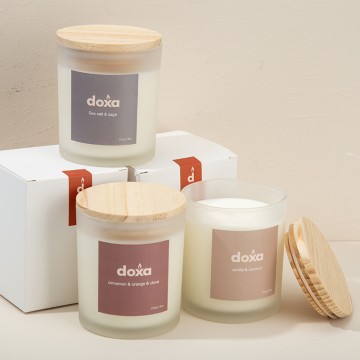 Frosted glass White Scented Candle Smokeless soy wax